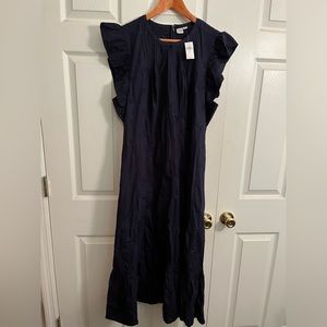 GAP Women’s Navy Ruffle Embroidered Midi Dress Size 20 NWT